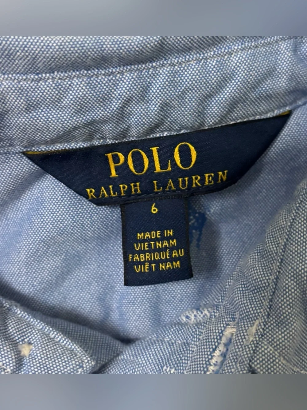 Polo Ralph Lauren Chambray embroidered Print Button-Front Shirt Dress size 6